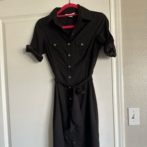 WHBM Black size 0 belted shirt dress.